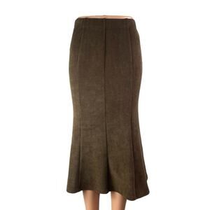 Sevengirl Women's Brown Knit Fleece High Waisted Zip Midi Fishtail Skirt Size S